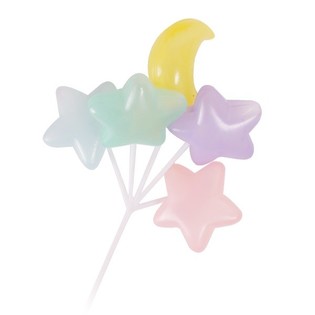 CUPCAKE PICKER - BUNCH OF STAR AND MOON BALLOONS (15 pcs)