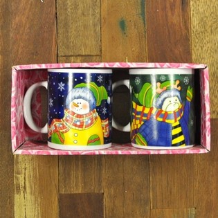 2 PIECE SET CHRISTMAS MUGS
