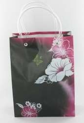 Gift Bag / Carrying Bag Black/Pink/White Flower Large (12 pcs)
