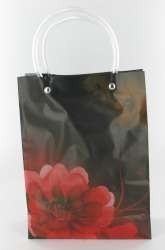 Gift Bag / Carrier Bag Black/Red Flower Large (12 pcs)