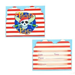 12 BIRTHDAY CARDS WITH ENVELOPE - PIRATE PARTY (6sets).