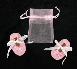 Decorative Mini Baby Shoes with Gift Bag - Pink (Pack of 12 Pairs)