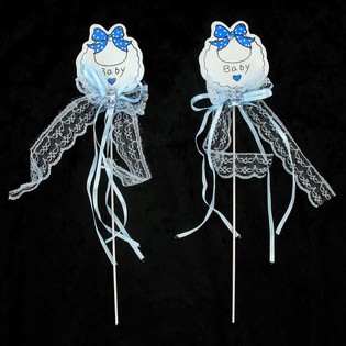 BIRTH CAKE TOPPER PICKS - BABY BLUE (12 pcs)