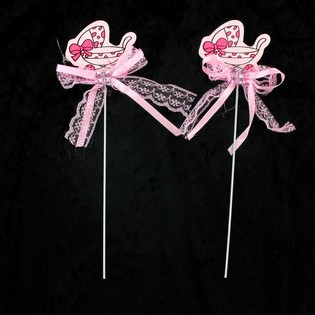 Baby Shower Cake Pick Topper - Pink Stroller (12 pcs)