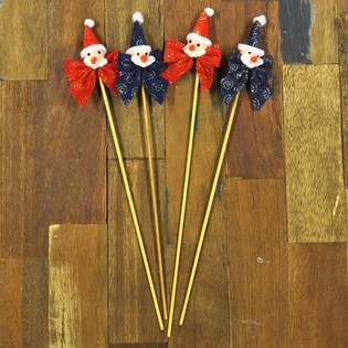 CHRISTMAS FIGURINE WITH BOW ON STICK (48 pcs.)