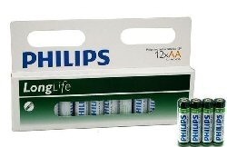 12x BATTERY "PHILIPS - SUPER HEAVY DUTY" AA - LONG LIFE (12st on Blister.)