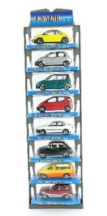 Set of 8 Metal Toy Cars on Hanging Card