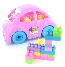 Large Girls' Toy Car with Building Blocks