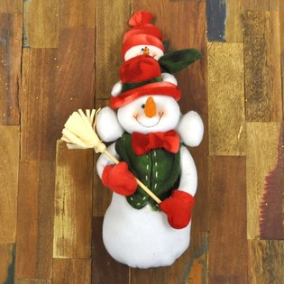 PLUSH SNOWMAN WITH SNOW BABY ON SHOULDERS 38 CM (1 pc.)