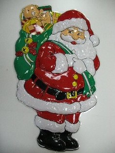 LARGE DECORATIVE SIGN - SANTA CLAUS WITH GIFT BAG (2 pcs)