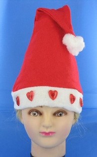 Santa Hat with Light-Up Hearts (Pack of 12)