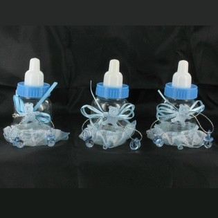 Blue Decorative Baby Bottles with Fringes (6 pcs)