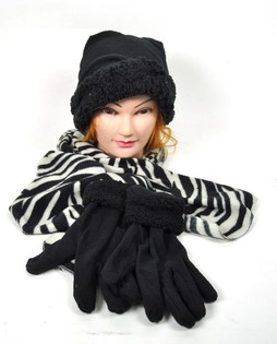 3-Piece Micro Fleece Set Black/White