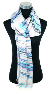 Luxury Ibiza Look Scarf Silver/Blue/Salmon (1 pc)