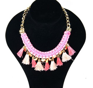 Luxury Ibiza Look Necklace Pink Tassels (1 pc)