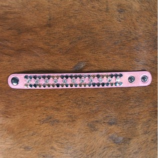 Ibiza Bracelet Pink with Studs & Rhinestones (1 pc)