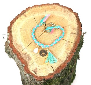 Braided Ibiza Bracelet Pink & Turquoise (1 pc)