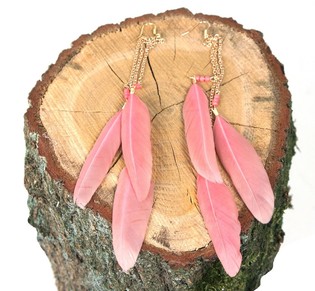 Ibiza Style Earrings with Feathers Dusty Pink (1 pc)
