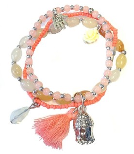 Ibiza Style Bracelet Salmon with Buddha Charm (1pc)