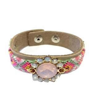 Luxury Ibiza Look Bracelet Cream/Taupe Flower (1 pc)