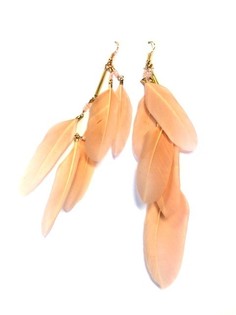 Feather Earrings Orange/Salmon Color (1 pc)