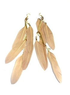 Ibiza Look Earrings with Feathers Cream (1 pc)