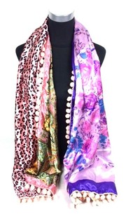 Luxury Reversible Ibiza Scarf Pink/Lilac/Tiger Print (1 pc)