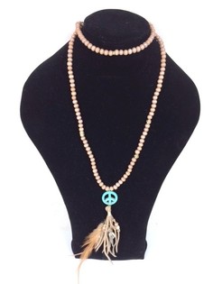 Ibiza Look Necklace with Peace Sign Brown (1 pc)