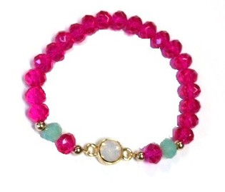 Ibiza Style Fuchsia Turquoise Bracelet with Rhinestone (1 pc)