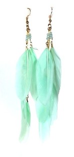Feather Earrings Mint | Ibiza Style (1 pc.)