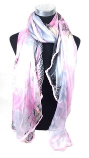 Ibiza Look Floral Scarf Pink/Grey | Wholesale Fashion Accessory
