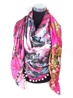 Luxury Triangular Scarf Double-Sided Pink / Light Blue / Tiger (1 pc)