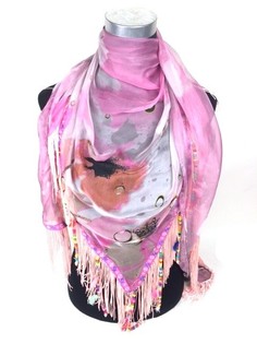 Ibiza Look Scarf Pink Fringes (1 pc)