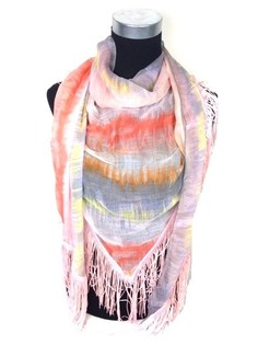 Salmon/Pink Scarf with Fringes (1 pc)