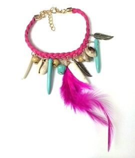 Ibiza Fuchsia Bracelet with Shell & Tooth (1 pc)