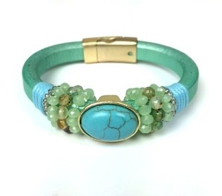 Mint Green Bracelet with Turquoise Stone (1 pc)