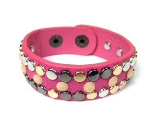 Ibiza Style Bracelet Pink with Studs (1 pc)