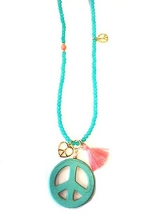 Ibiza Turquoise Necklace with Peace Sign (1 pc)