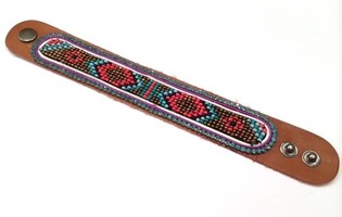 Leather Bracelet Aztek Light Blue Strass (1 pc)
