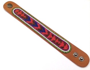 Leather Bracelet Aztek Blue Rhinestone (1 pc)