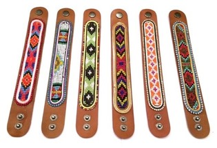 Leather Aztec Bracelet with Strass Mix Pack (6 pcs)