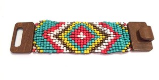 Ibiza Aztec Wooden Clasp Bracelet Yellow (1 pc)