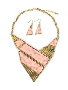 Ibiza Style Necklace and Earrings Pink (1 Set)