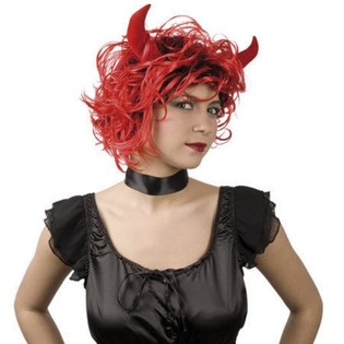 WIG - RED DEVIL WITH CURLING horns (1st).