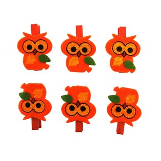6-Piece Decorative Mini Pegs - Model: Owl (24 sets)