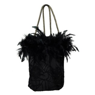TOYS HANDBAG WITH FEATHERS AND SPIDER WEB PRINT (6pc.)