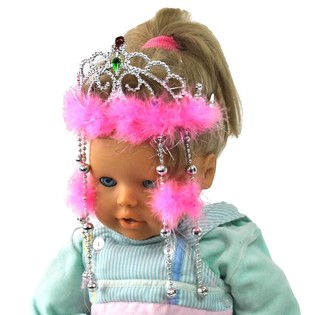 SILVER crown with PINK PLUSH EDGE and choirs (12st).