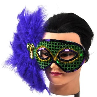 Venetian Eye Mask with Feathers - Model 1 (10 pcs.)