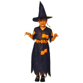 WITCH DRESS ORANGE / BLACK CHILDREN - SIZE 128