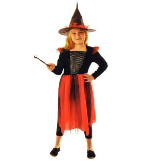 WITCHES COSTUME BLACK / RED FOR CHILDREN - SIZE 146